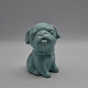 Ceramic Pug Coin Bank Light Blue